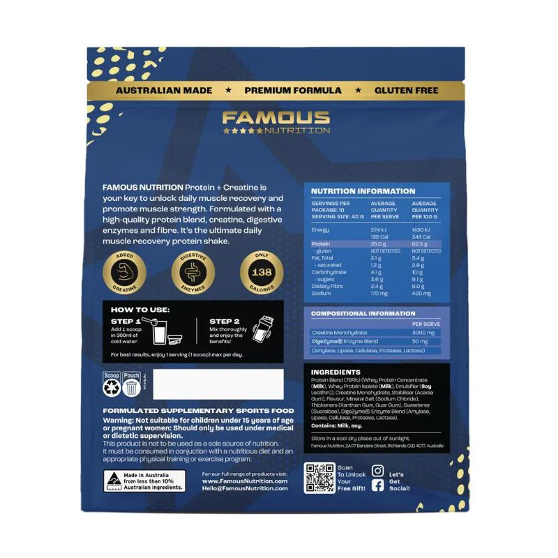 Famous Nutrition Protein + Creatine Vanilla 400g