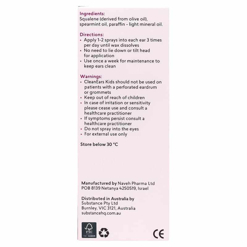 Clean Ears Wax Removal Spray Kids 30ml