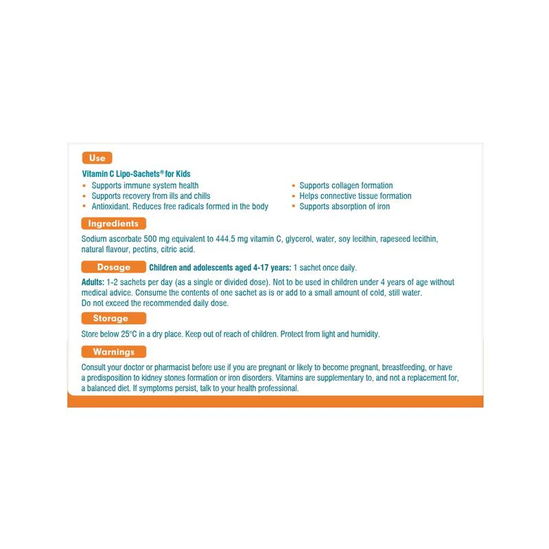 Lipo-Sachets Vitamin C For Kids Blackcurrant Sachets 30s