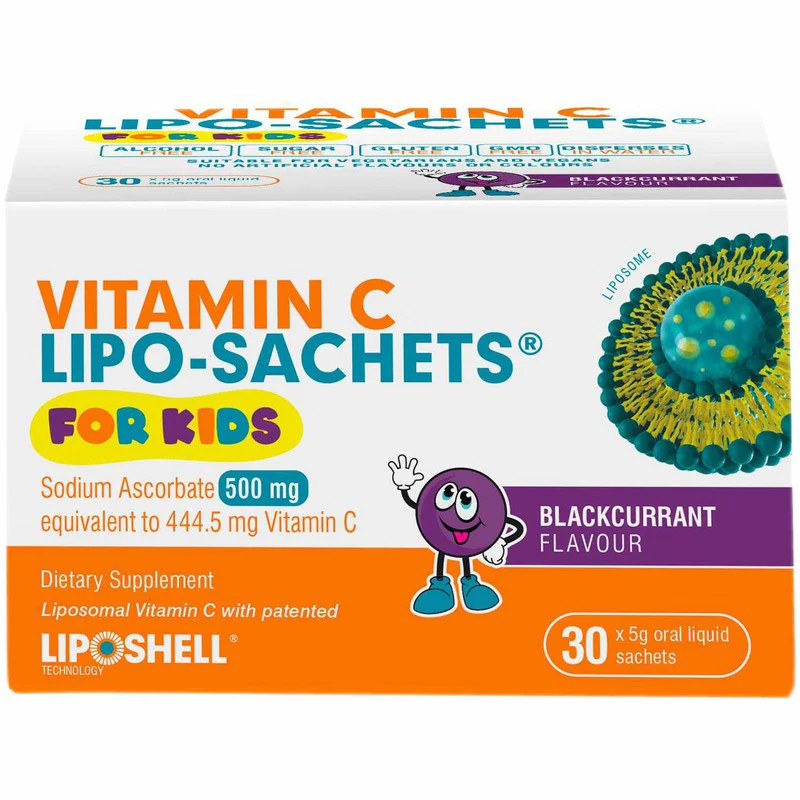 Lipo-Sachets Vitamin C For Kids Blackcurrant Sachets 30s