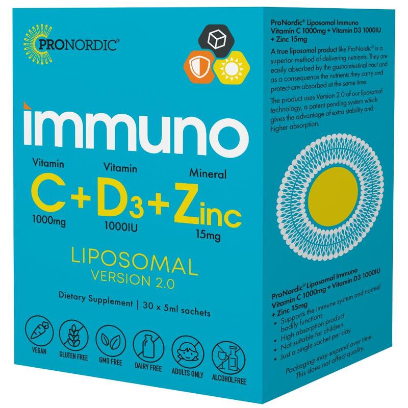 ProNordic Liposomal Immuno C + D3 + Zinc Sachets 30s